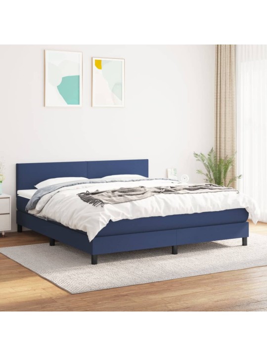 Box spring postel s matrací modrá 160x200 cm textil