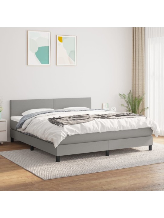 Box spring postel s matrací světle šedá 180 x 200 cm textil