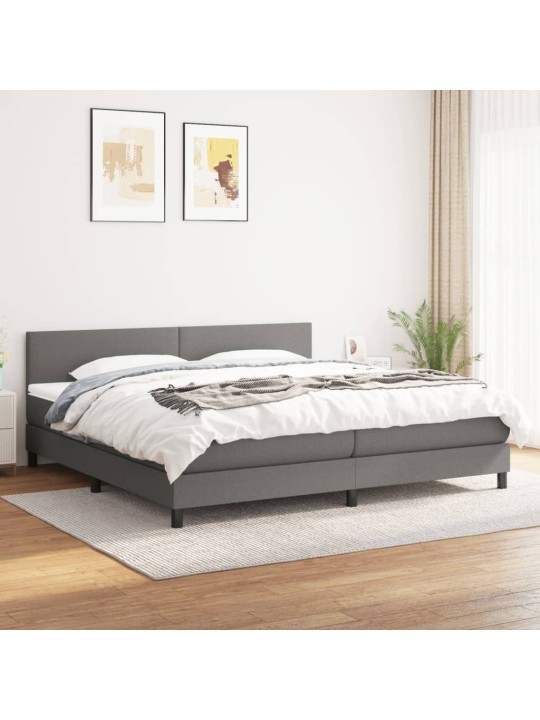 Box spring postel s matrací tmavě šedá 200x200 cm textil