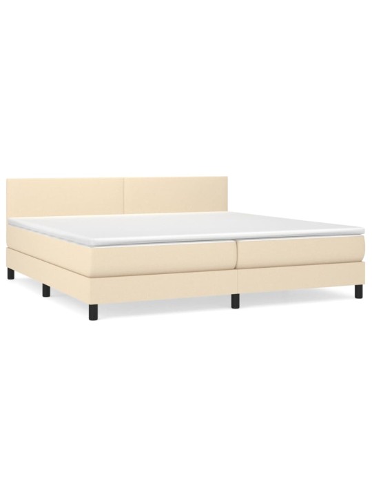 Box spring postel s matrací krémová 200x200 cm textil