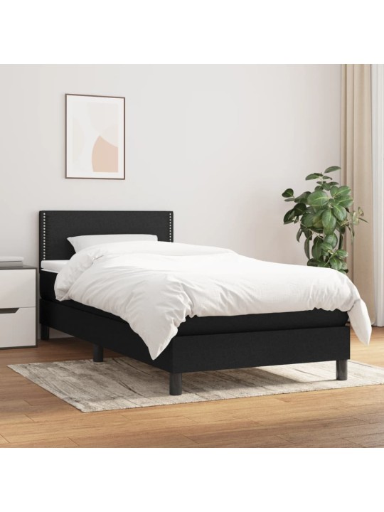 Box spring postel s matrací černá 80 x 200 cm textil