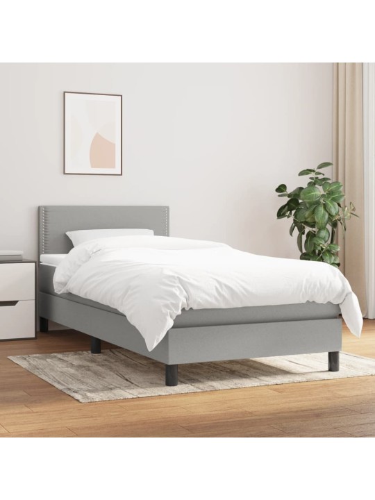 Box spring postel s matrací světle šedá 90x200 cm textil