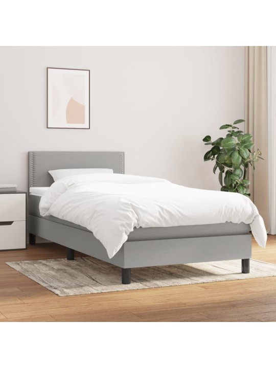 Box spring postel s matrací světle šedý 100 x 200 cm textil