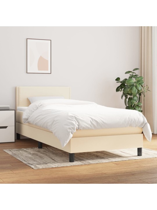 Box spring postel s matrací krémová 100 x 200 cm textil
