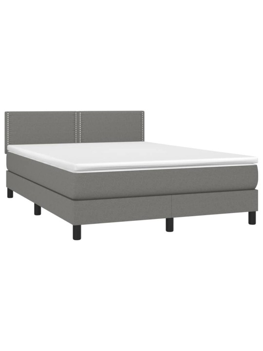 Box spring postel s matrací tmavě šedý 140 x 190 cm textil