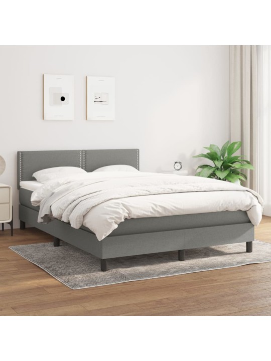 Box spring postel s matrací tmavě šedý 140 x 190 cm textil