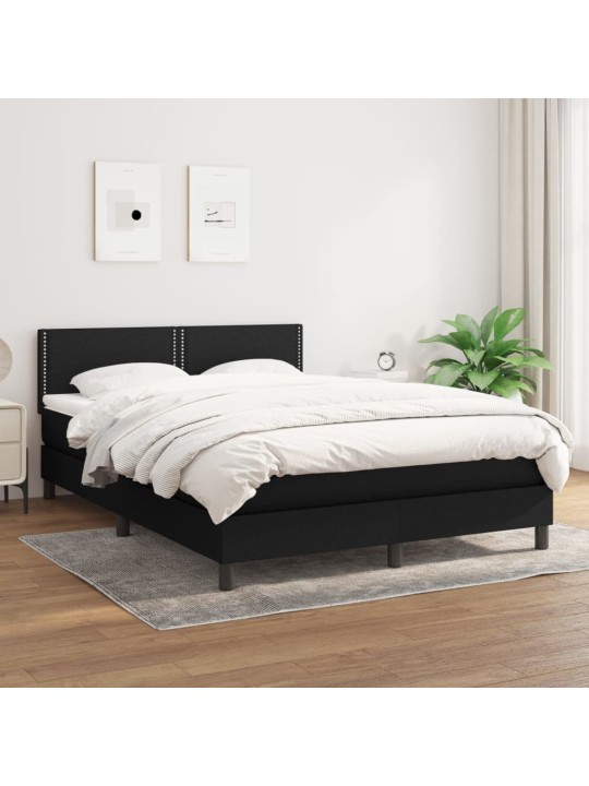 Box spring postel s matrací černá 140 x 190 cm textil