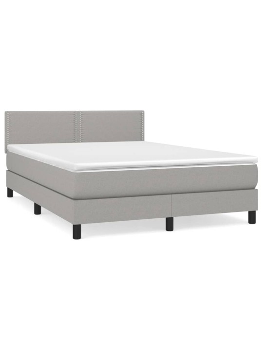 Box spring postel s matrací světle šedá 140 x 200 cm textil