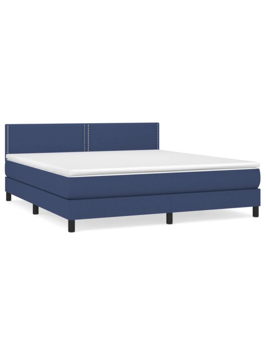 Box spring postel s matrací modrá 160x200 cm textil