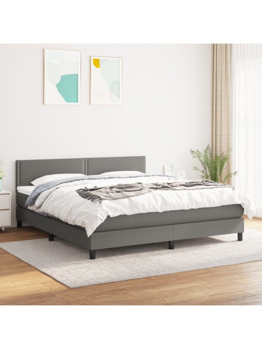 Box spring postel s matrací tmavě šedá 180x200 cm textil