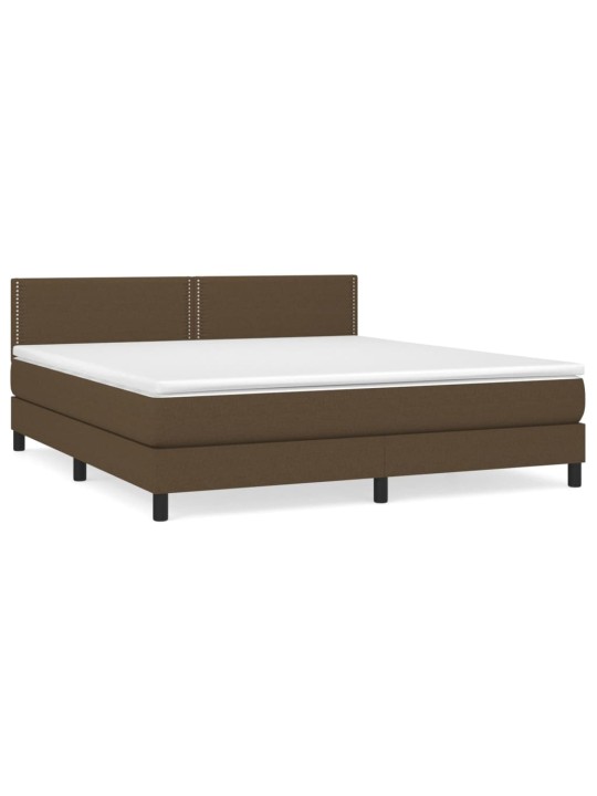 Box spring postel s matrací tmavě hnědá 180x200 cm textil