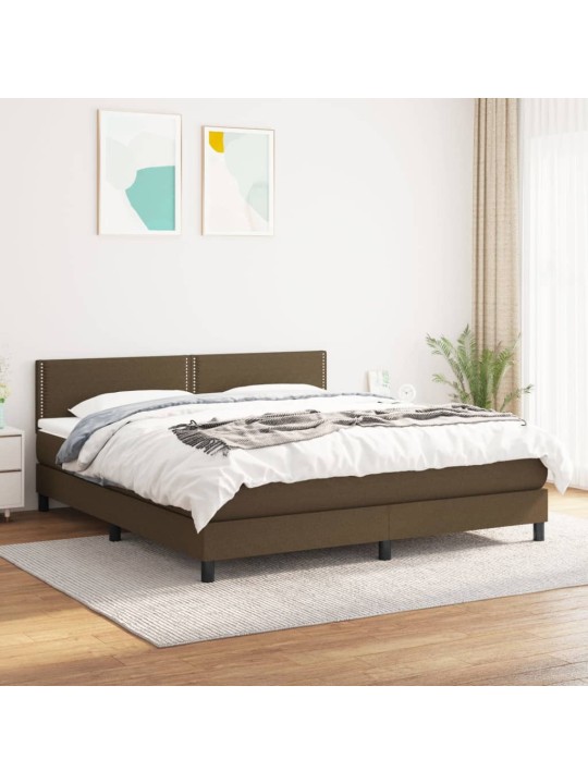 Box spring postel s matrací tmavě hnědá 180x200 cm textil