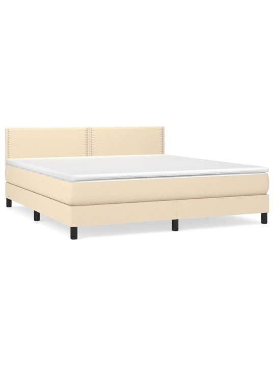 Box spring postel s matrací krémová 180x200 cm textil