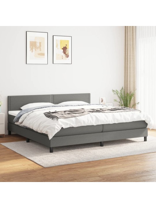 Box spring postel s matrací tmavě šedá 200x200 cm textil
