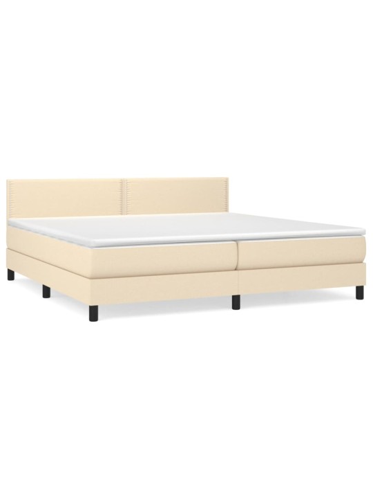 Box spring postel s matrací krémová 200x200 cm textil