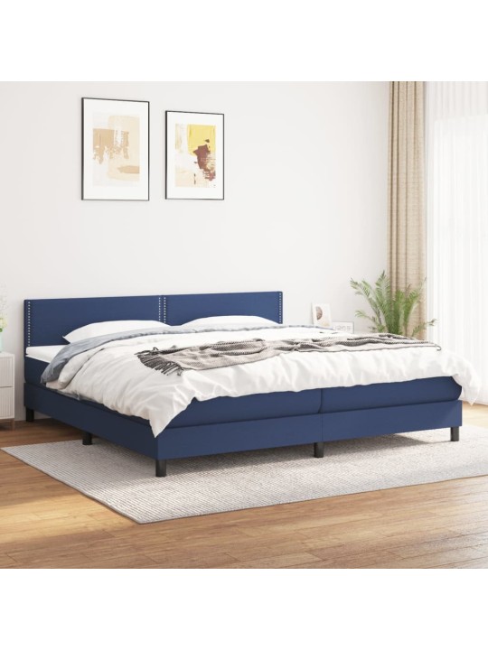 Box spring postel s matrací modrá 200x200 cm textil