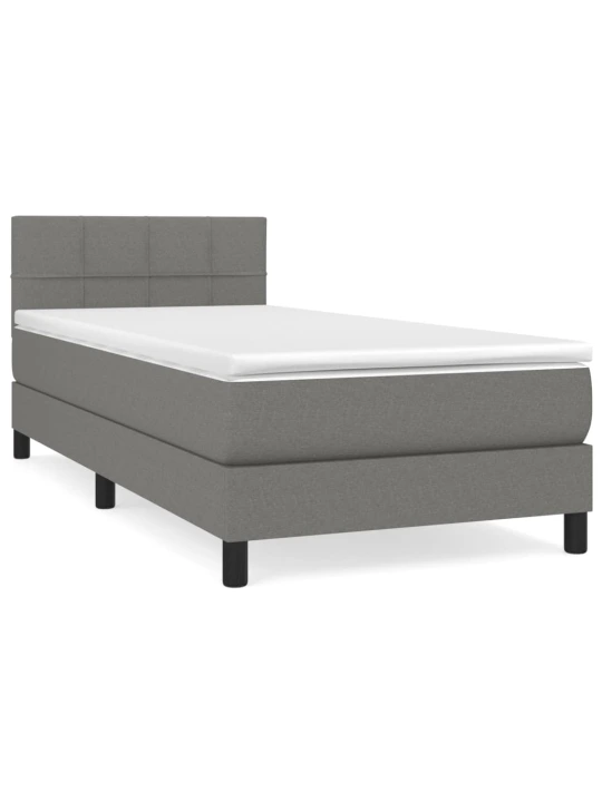 Box spring postel s matrací tmavě šedá 90x190 cm textil