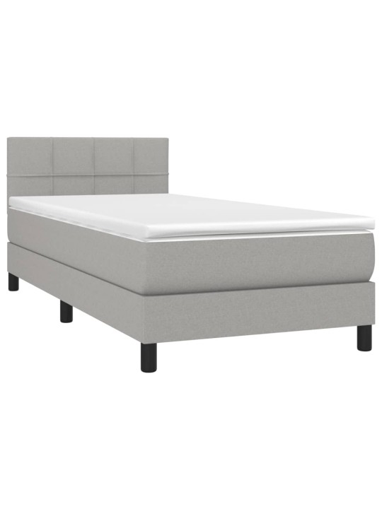 Box spring postel s matrací světle šedá 90x200 cm textil