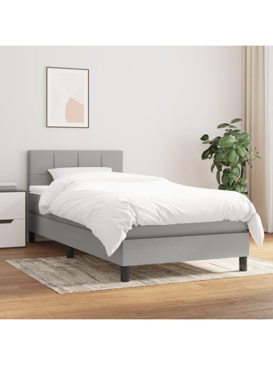 Box spring postel s matrací světle šedá 90x200 cm textil