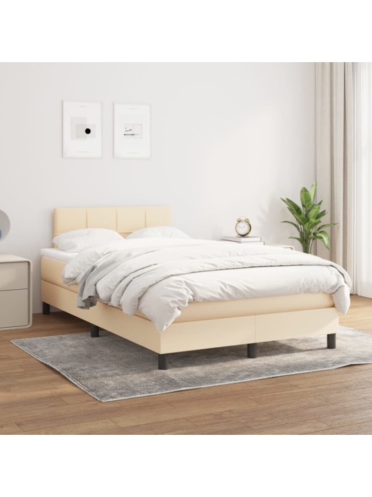 Box spring postel s matrací krémová 120x200 cm textil