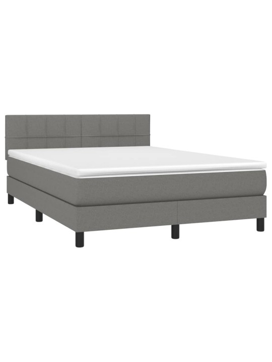 Box spring postel s matrací tmavě šedý 140 x 190 cm textil
