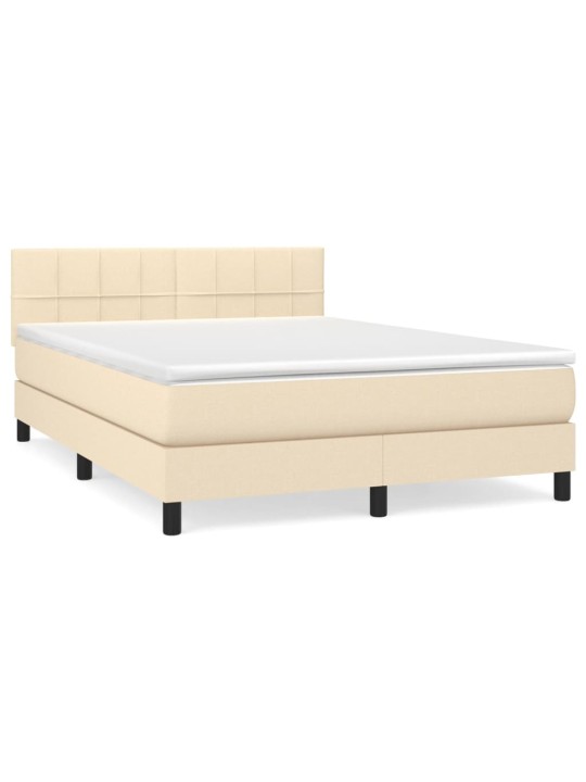 Box spring postel s matrací krémová 140x200 cm textil
