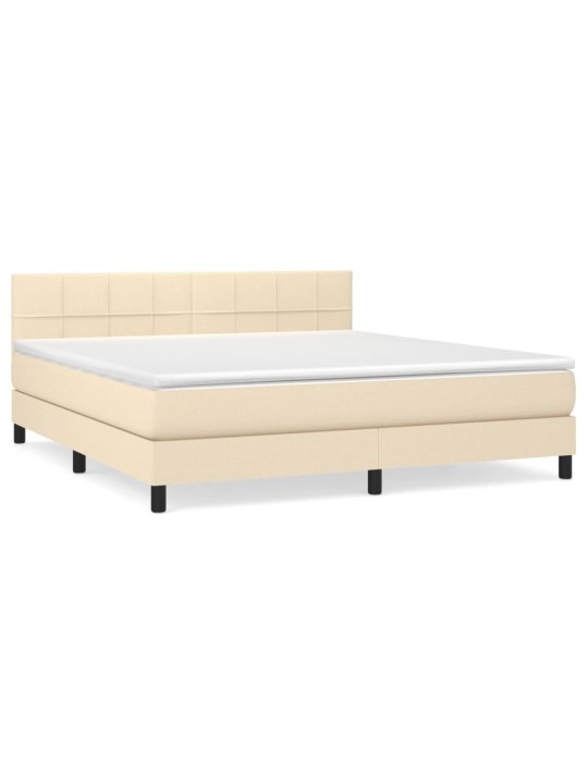 Box spring postel s matrací krémová 160x200 cm textil