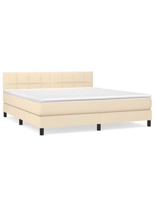 Box spring postel s matrací krémová 180x200 cm textil