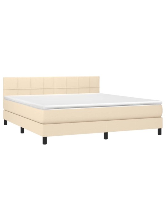 Box spring postel s matrací krémová 180x200 cm textil