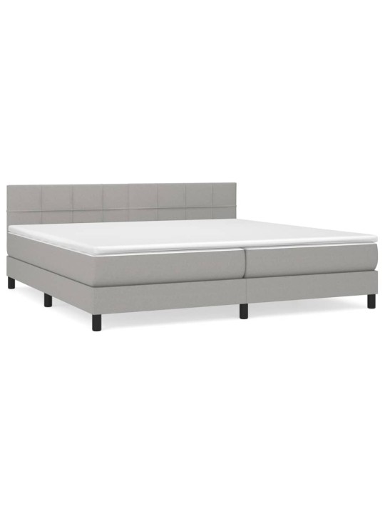 Box spring postel s matrací světle šedá 200 x 200 cm textil