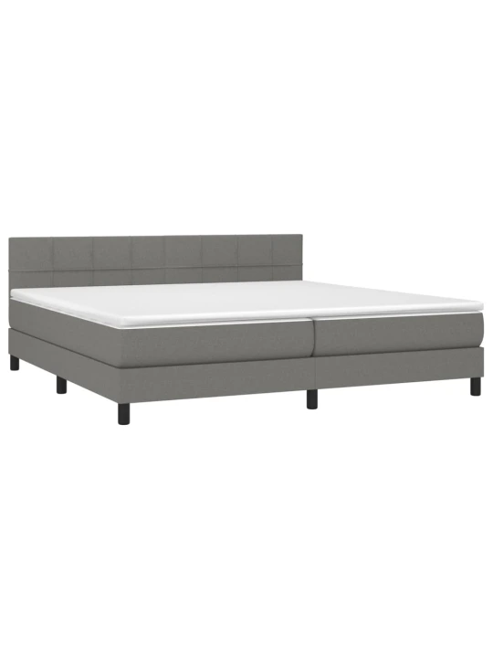 Box spring postel s matrací tmavě šedá 200x200 cm textil