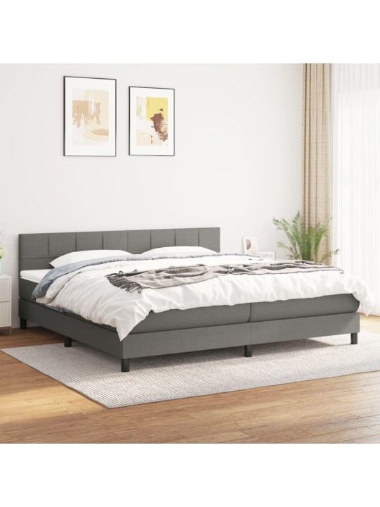 Box spring postel s matrací tmavě šedá 200x200 cm textil
