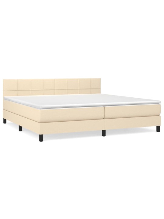 Box spring postel s matrací krémová 200x200 cm textil