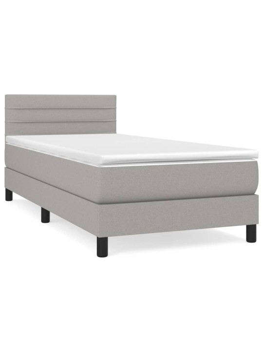 Box spring postel s matrací světle šedá 90x200 cm textil