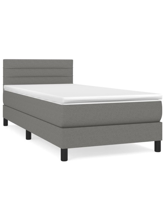 Box spring postel s matrací tmavě šedá 90x200 cm textil