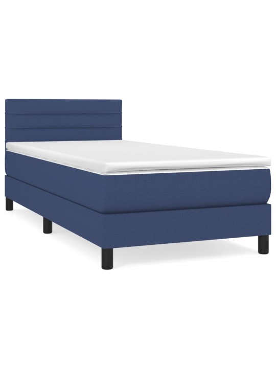 Box spring postel s matrací modrá 90x200 cm textil