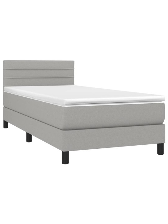 Box spring postel s matrací světle šedý 100 x 200 cm textil