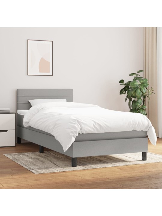 Box spring postel s matrací světle šedý 100 x 200 cm textil