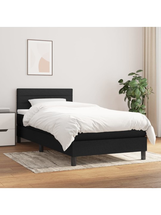 Box spring postel s matrací černá 100 x 200 cm textil