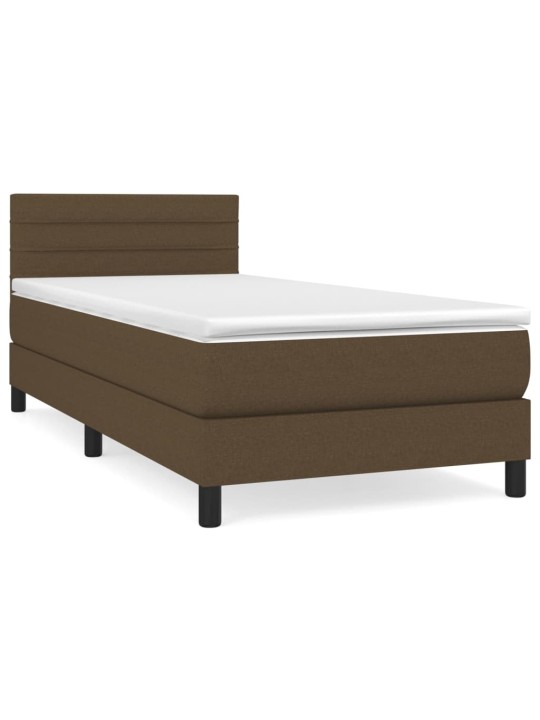 Box spring postel s matrací tmavě hnědá 100 x 200 cm textil