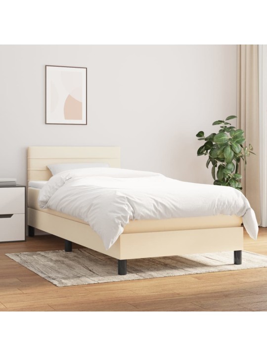 Box spring postel s matrací krémová 100 x 200 cm textil