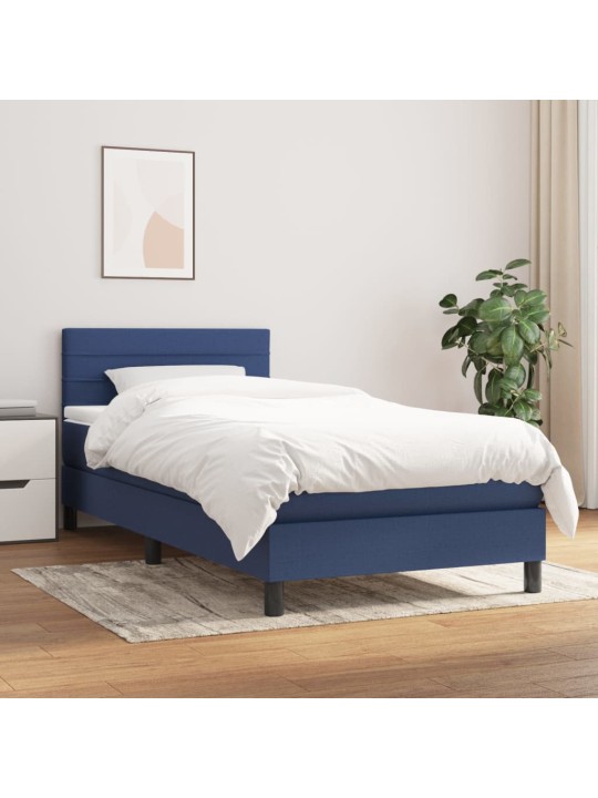 Box spring postel s matrací modrá 100 x 200 cm textil