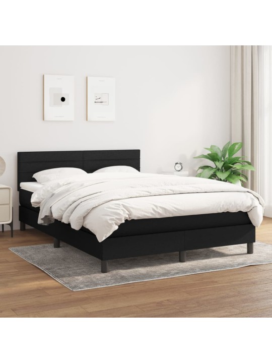 Box spring postel s matrací černá 140 x 190 cm textil