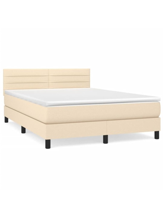 Box spring postel s matrací krémová 140x190 cm textil