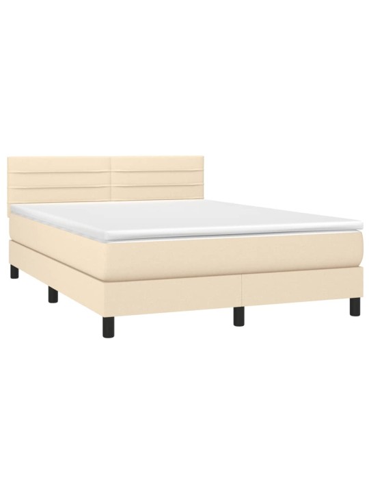 Box spring postel s matrací krémová 140x190 cm textil
