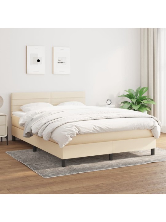 Box spring postel s matrací krémová 140x190 cm textil