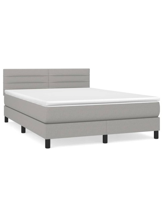 Box spring postel s matrací světle šedá 140 x 200 cm textil