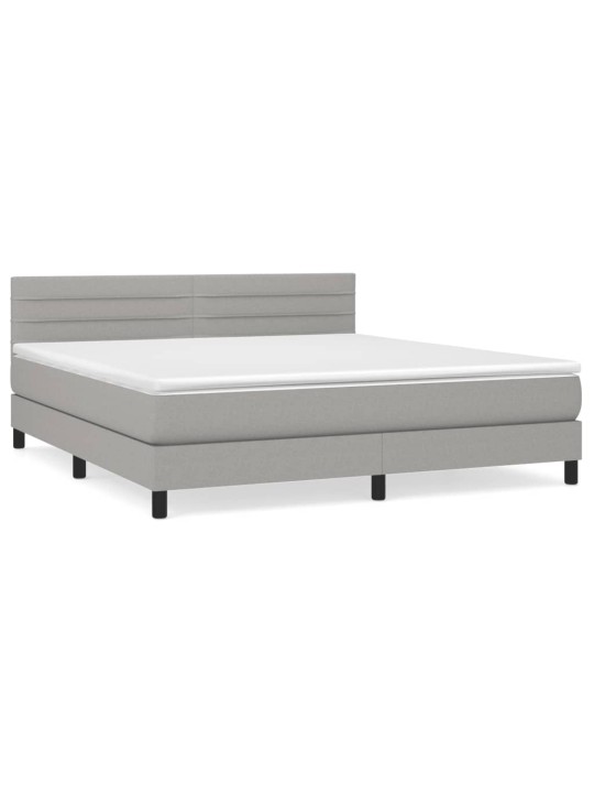 Box spring postel s matrací světle šedá 160 x 200 cm textil