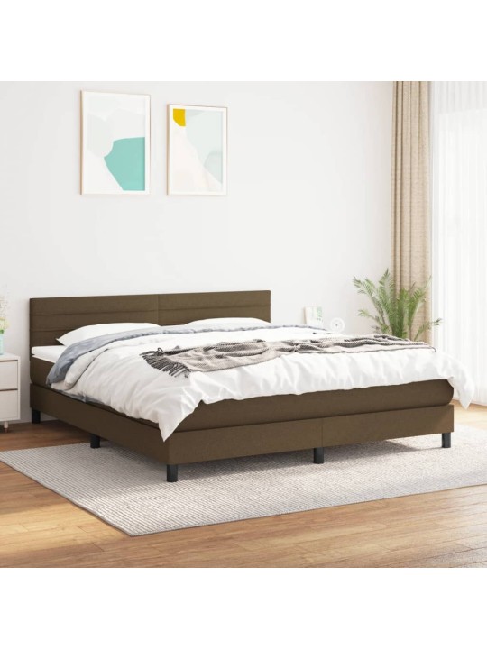 Box spring postel s matrací tmavě hnědá 160x200 cm textil
