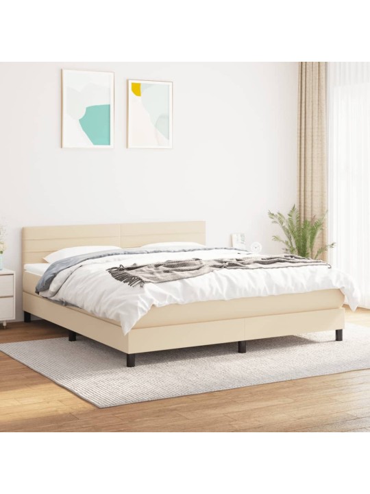 Box spring postel s matrací krémová 160x200 cm textil